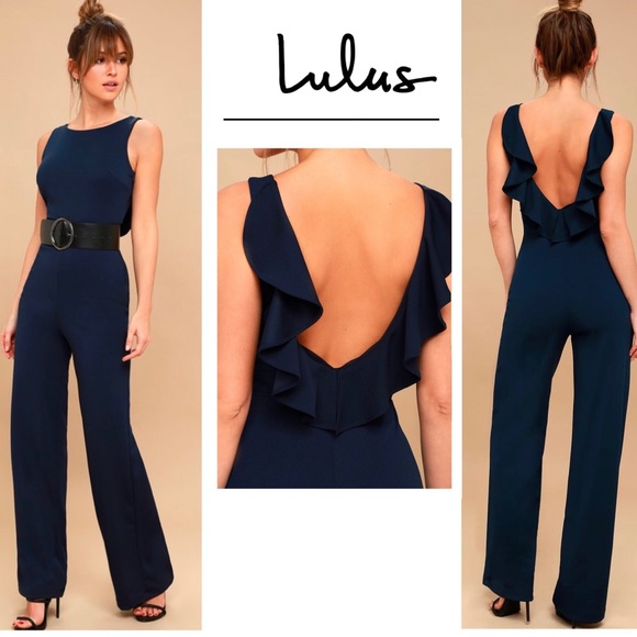 Lulus Pants - LULU’S NWT Enamored Navy Blue Backless jumpsuit